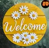 Enfeites Pendentes para Decoração de Casa, Placa Redonda de Madeira de Boas-Vindas Floral de Primavera, Placa Decorativa Criativa para Jardim