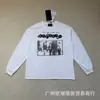 Camiseta de manga larga retro americana transfronteriza ERD lavada con efecto desgastado con lema "Niño Rico de luto" para hombre y mujer