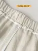 Shorts de lino para mujer, estilo fino de verano, nuevo modelo 2026, de cintura alta, adelgazantes, adecuados para figuras petite, corte holgado, estilo traje, pantalones de pierna ancha hasta la rodilla