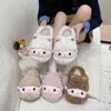 Zapatillas de algodón cálidas de invierno lindas para interiores para mujer, zapatillas de algodón cerradas sin cordones, zapatillas de felpa antideslizantes para el hogar para otoño e invierno
