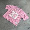 Camiseta Americana Y2k Hip Hop Nueva Gótica Cuello en V Estampado de Alfabeto Manga Corta Deportiva Streetwear Patrón de Pareja