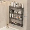 Estante de Almacenamiento de Baño Multicapa, Estante Lateral de Gabinete para Inodoro, Estante de Almacenamiento Trasero de Puerta de Baño, Montado en Pared para Espacios Estrechos sin Taladro, Venta al por Mayor
