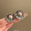 Pendientes con relieve azul bruma, estilo retro francés, esmalte de goteo, flor de rosa, circonita para mujer, lujo accesible, gama alta nicho, elegantes