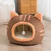 Nuevo Nido de Gato Semi-Cerrado Cálido de Otoño e Invierno, Nido para Mascotas Desmontable y Lavable, Casa Gruesa de Terciopelo para Gatos y Perros