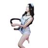 Desnudo Espalda Traje de Maid de Una Pieza Tentación Encaje Empalme Sexy Set de Ropa Interior Una Pieza Envío Directo Negro