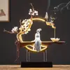 Adorno de Quemador de Incienso de Flujo Inverso Creativo Estilo Chino, Decoración del Hogar Creativa y Personalizada Estilo Zen para Entrada y Sala de Té, Difusor de Aroma Eléctrico