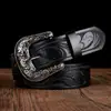 Cinturón Transfronterizo para Hombre con Hebilla de Pin Cinturón Exquisito Estampado Retro Británico Moda Flor Grande Versátil con Cinturón para Jeans Hombre