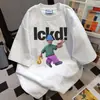 Camiseta de Manga Corta con Estampado de Letras de Personaje de Dibujos Animados para Mujer Estilo Retro Oversize Verano 2025 Top Holgado Casual