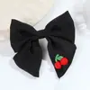 Grampo de Cabelo Laço de Tecido Cereja Doce Estilo Ins Super Fada Temperamento de Menina Grampo Lateral Grampo Bico de Pato Acessório de Cabelo Fofo