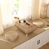 Mesa de centro tatami de madeira maciça japonesa com armazenamento de ratã, mesa pequena para bay window, plataforma tatami para parapeito de varanda, mesa baixa kang