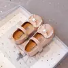 Zapatos de Cuero para Niñas Zapatos de Princesa Suela Suave Primavera Otoño Zapatos de Una Sola Temporada 2024 Nuevo Otoño Invierno Lazo de Perla Zapatos Pequeños de Cuero para Niños