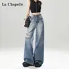 Jeans Anchos Desgastados para Mujer Verano Delgados 2025 Modernos Versátiles Nuevos de Cintura Alta Adelgazantes Sueltos Rectos