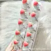 Presilha de Cabelo Fofa Morango Coração com Strass para Meninas, Presilha Lateral Doce, Piranha Estilo Coreano, Presilha para Franja