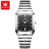 Reloj marca Oris nuevo moda estilo cuadrado único falso acero de tungsteno impermeable cuarzo reloj de hombre