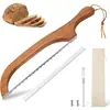 Cuchillo para Baguette de Madera Maciza Rebanador de Pan para Cocina con Corte Serrado Cuchillo de Pan de Madera Comercial Cortador de Arco
