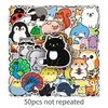 50 adesivos de animais de desenho animado graffiti transfronteiriços fofos para crianças recompensa DIY skate capa de celular adesivo para mala à prova d'água