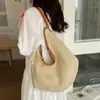 Bolsa de Palha Tecida Transfronteiriça 2026 Nova Tendência Fashionável para Praia, Viagem e Férias, Bolsa de Ombro de Palha