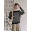 Novedades de otoño: suéter de punto a rayas de un hombro, estilo coreano, adelgazante y elegante, con un ambiente relajado y casual para mujer