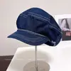 Boina jeans vintage versátil para mulheres, novo estilo de verão, casual e estilosa, proteção solar, viseira, boina octogonal, moderna