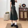 Pantalones cortos de pierna ancha de siete puntos de verano vintage mom's chicken mom JM jeans casuales para hombres y mujeres pantalones rectos holgados