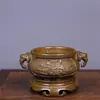 Juego de Base Tallada Estilo Suzhou de Cobre Puro con Artesanía de Grabado de Horno para Decoración del Hogar, Colección Antigua, Regalo, Estudio y Ceremonia de Incienso