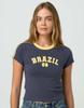 Camiseta de manga corta con estampado de letras Y2K, estilo europeo y americano, estilo simple, costuras urbanas retro, moda de ombligo, 2024