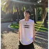 Colete Estampado com Letras High Street Americano para Meninos Verão 240g Peso Pesado Colete Esportivo de Basquete Camiseta sem Mangas Top
