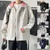Forro de Color Contrastante, Doble Cara, Chaqueta Impermeable y Cortavientos Fina para Primavera y Otoño, Chaqueta con Capucha Versátil Unisex para Viajar