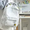 Nova Mochila Simples com Letra Bolsa de Ombro Duplo Bolsa Escolar de Estudante Grande Capacidade Leve Ensino Fundamental Ensino Médio Universidade Deslocamento