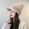 2024 otoño e invierno nuevo gorro de béisbol de piel de conejo para mujer forrado de vellón cálido coreano protección para las orejas gorro de lana tejido a la moda que combina con todo