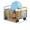 Carrinho de Armazenamento para Mochila de Estudante sob a Mesa com Rodinhas, Rack de Armazenamento com Polia e Prateleira de Armazenamento Móvel