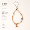 Colgante para teléfono estilo étnico de pequeño Vajra Bodhi, semilla de maracuyá con bolsa de la suerte, cadena corta de cuentas, colgante pequeño simple y elegante