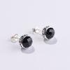 Pendientes artesanales de plata tailandesa retro de Golden Deer King S925, de plata, al por mayor, para mujer, estilo vintage, sencillo, de ágata negra, Tremella.