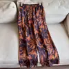 Pantalones de pierna ancha de seda 2026 Pantalones casuales de pierna recta Cintura elástica Pantalones cortos Pantalones estampados para mujer Venta al por mayor H16EK2601