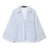 Atacado de Roupas Femininas Transfronteiriças 2026 Moda Europeia e Americana Solta Gola Polo Tecido Fluido Mistura de Linho Manga Longa Camisa Top