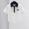 Traje de Verano para Niñas Camiseta de Manga Corta 100% Algodón para Niños Mayores 8 Polos Falda Plisada Estilo Preppy Conjunto Delgado de Dos Piezas