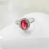 Anel Rosa Turmalina Simulada Feminino Novo Cor Elegante Anel de Diamante Oval Zircônia Azul e Verde Cor Anel Tesouro