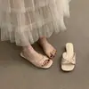Sandalias de cuña con lazo estilo francés para mujer, Nuevo modelo Verano 2025, Sandalias de punta abierta y boca de pez para uso en exteriores