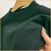 Camisa Base Simples Versátil Cor Sólida Masculina Outono Inverno Camisa Térmica Interna Gola Alta Pulôver Fleece Dupla Face Manga Longa