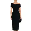 2026 Nueva Ropa para Mujer Transfronteriza Europea y Americana Vestido Formal de Banquete Delgado Elegante Color Sólido Vestido con Abertura Francesa