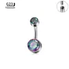 Anillo para Ombligo de Aleación de Titanio Astm-F136 Joyería para Piercings Transfronteriza G23 Anillo para Ombligo de Doble Extremo con Rosca Interna