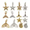Accesorios para joyería DIY chapado en cobre oro real 18k serie oceánica colgantes pequeños delfín estrella de mar tortuga pulsera collar colgante