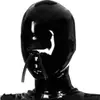 Capuz Preto Sexy de Látex para Halloween, Máscara Sufocante de Dedos do Pé, Máscara de Menina Bonita, Tubo Nasal Duplo