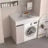 Gabinete de Lavadora de Aluminio Integrado tipo Panal con Fregadero para Apartamentos Pequeños, Combinación Integrada para Balcón con Tina y Lavadero para Baño