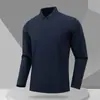 Camisa Polo de Hombre con Cremallera de Acceso Ligeramente Ancha, Sin Costuras, Estilo Nuevo Otoño e Invierno 2025, Versátil Sudadera de Manga Larga con Forro de Terciopelo