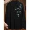 Camisa de Estilo Nacional Ligero de Nuevo Estilo Chino para Hombre Primavera y Otoño Camisa de Manga Larga Bordada con Bambú