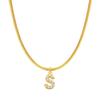 Collar de 26 letras de Amazon Explosives Cadena de acero de titanio de 3 mm Cobre galvanizado Oro verdadero de 18 quilates Joyería de temperamento Cadena de hueso de serpiente