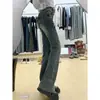 Jeans de verano acampanados para mujer, estilo americano, adelgazantes, de cintura alta, con un elegante diseño de lazo, pantalones acampanados elásticos vintage americanos