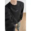 26 Nuevo Modelo Primavera y Otoño, Longitud Extendida, Tallas Grandes, Algodón Chino, Cuello Redondo, Camiseta de Manga Larga para Hombre, con Diseño Desestructurado, Bordado de Remaches Segmentados