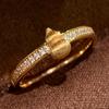 Anillo de Calabaza Cepillado con Diamantes de Lujo Ligero y Alta Gama, Retro, Exquisito, Moderno y Personalizado, Anillo Simple de Estilo Chino Nuevo Fulu